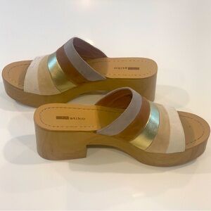 Matiko Women's Pink and Brown Platform Mules